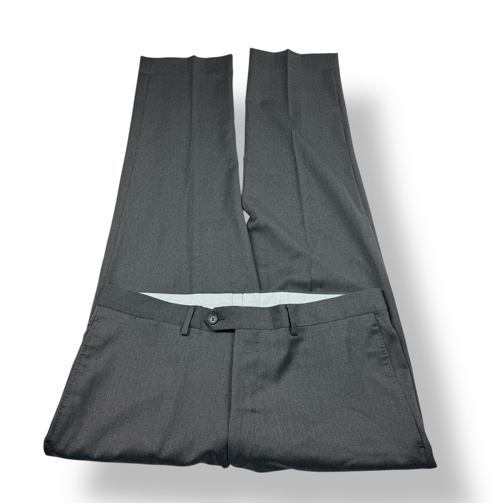 Santorelli‎ Platinum Men's Wool Dress Pants Size 34x30 Grey Flat Front